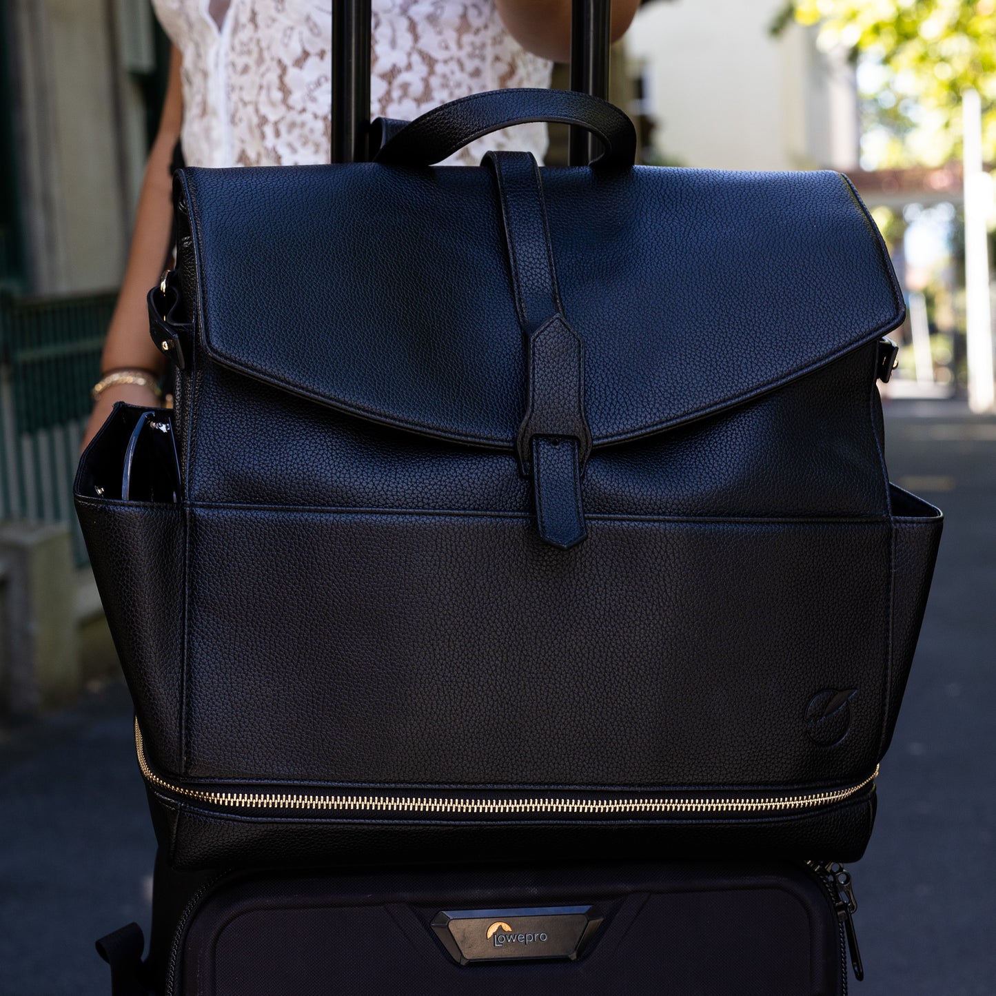 Florence Vegan Leather Convertible Backpack or Baby Bag - Black