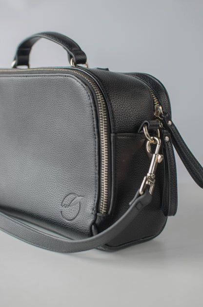 Vallarta Vegan Leather Baby Bag | Pram Caddy or Lunch Bag - Black