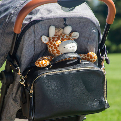 Vallarta Vegan Leather Baby Bag | Pram Caddy or Lunch Bag - Black
