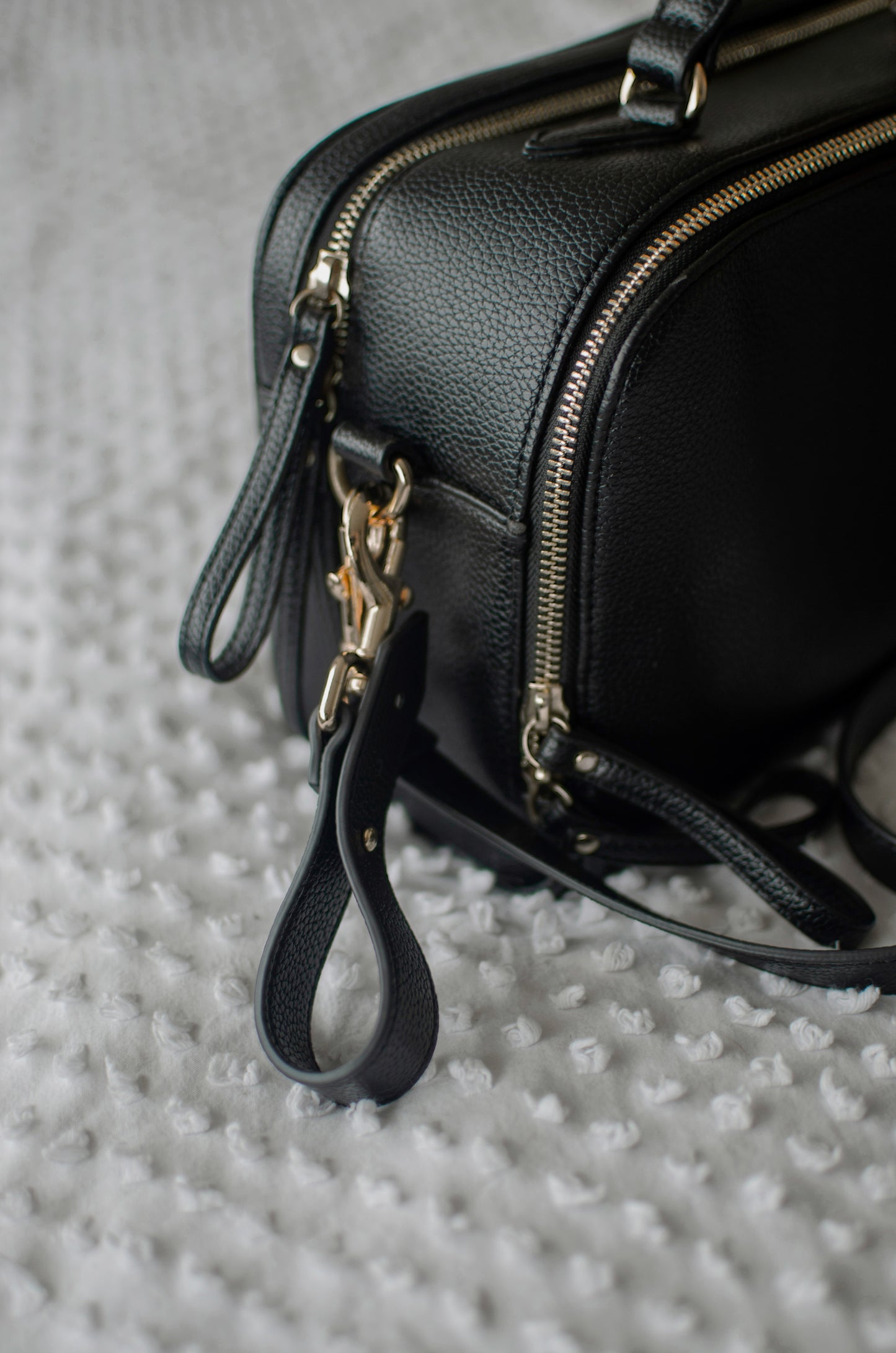 Vallarta Vegan Leather Baby Bag | Pram Caddy or Lunch Bag - Black