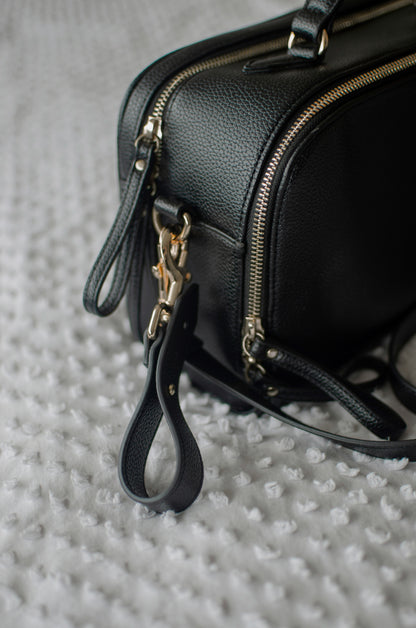 Vallarta Vegan Leather Baby Bag | Pram Caddy or Lunch Bag - Black