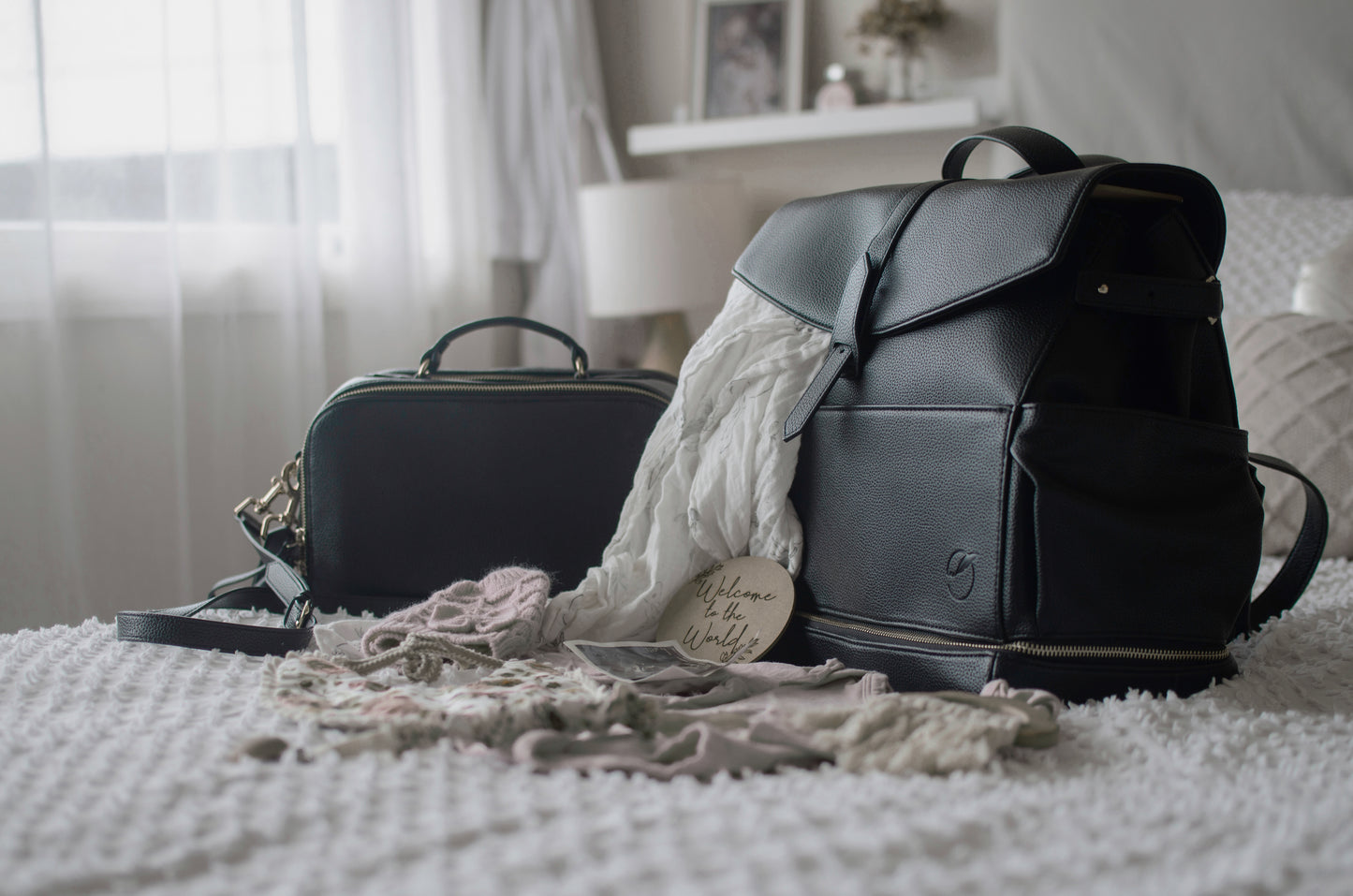 Vallarta Vegan Leather Baby Bag | Pram Caddy or Lunch Bag - Black